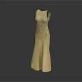 Elegant Champagne Sequined Sleeveless Evening Gown For Formal Events