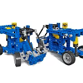 Blue Building Blocks Mechanical Model With Four Wheeled Structure And Yellow Components 3d model