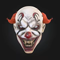 Scary Clown Mask With White Face Red Nose Sharp Teeth And Exaggerated Expression