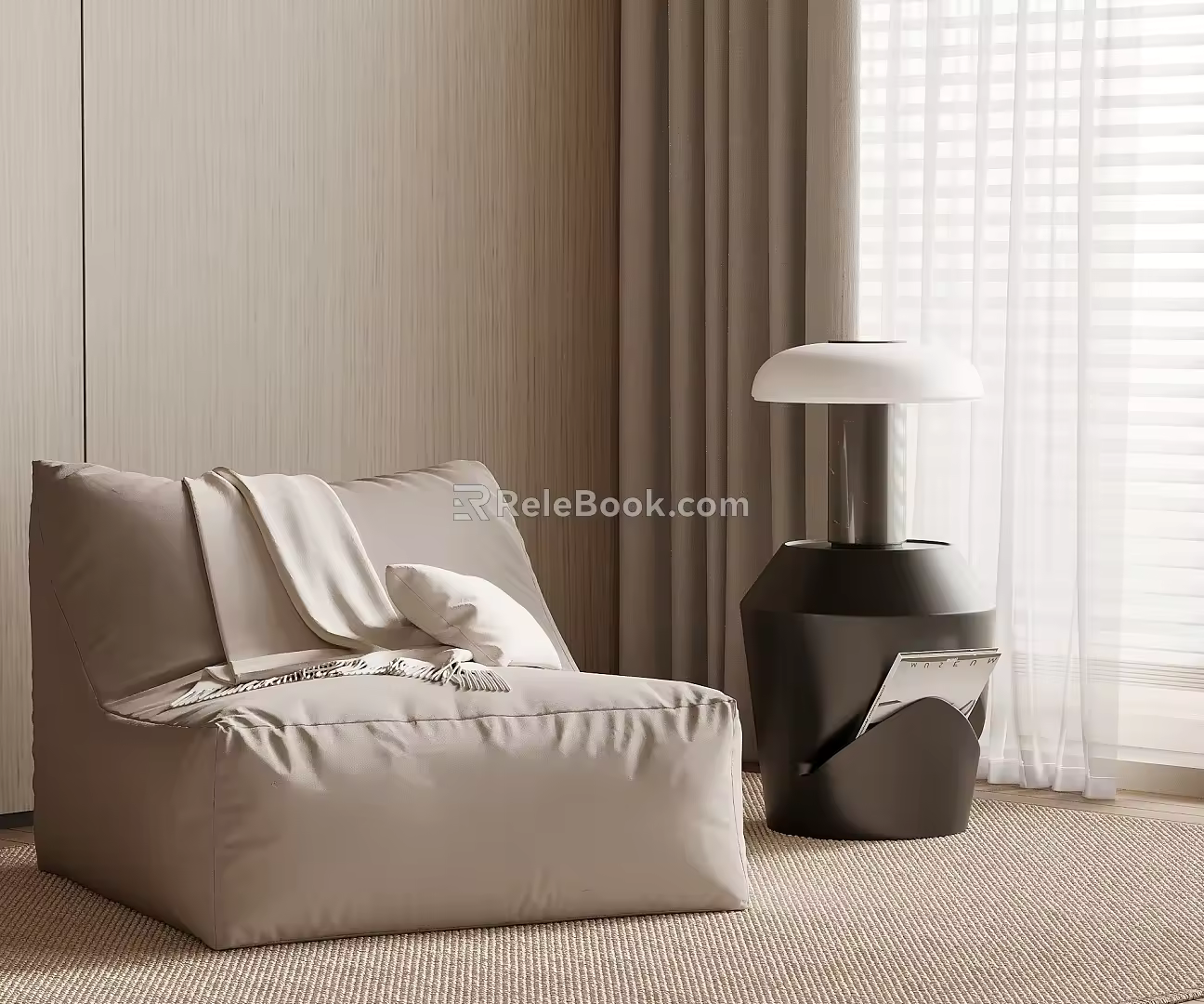 Modern Cream Style Casual Sofa Lazy Sofa Side 3d model