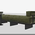 Green Tufted Upholstered Ottoman With Black Frame And Side Table Decor 3d model