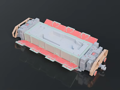 Detailed 3D Model of Industrial Mechanical Structure With Gray And Red Components 3d model