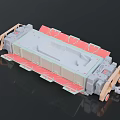 Detailed 3D Model of Industrial Mechanical Structure With Gray And Red Components