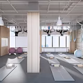Spacious Fitness Studio with Yoga Mats Balls Suspension Rings Mirrors Windows Lockers
