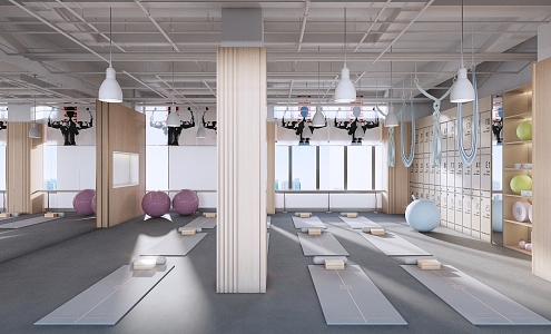 Yoga Room Yoga Mat Yoga Ball Yoga Room Pilates Small Yoga Room Locker Fitness Yoga 3d model