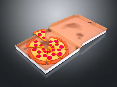 Open Pizza Box With Sliced Pizza Topped With Tomato Sauce Cheese And Toppings 3d model