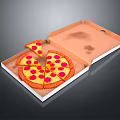 Open Pizza Box With Sliced Pizza Topped With Tomato Sauce Cheese And Toppings