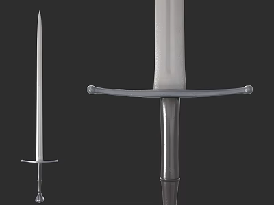 Medieval Silver Metal Sword With Sharp Blade Hilt And Crossguard Design 3d model