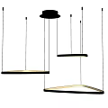 Modern Circular Chandeliers With Black Frame And White Light Hanging In Interior 3d model