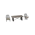Vintage Dining Table And Chairs Set With Carved Backrests And Upholstered Seats