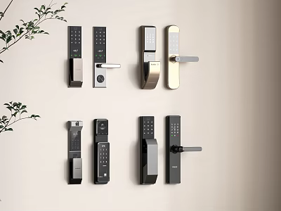 Modern Smart Door Handles With Various Styles And Electronic Keypad Designs 3d model