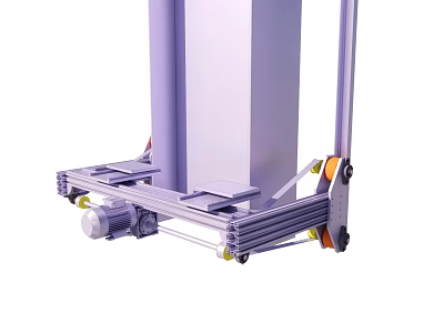 Heavy Duty Industrial Equipment With Metal Frame Motor Wheels And Vertical Support Columns 3d model
