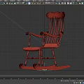 Vintage Wooden Rocking Chair With Slatted Backrest Armrests And Sturdy Structure