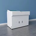 White Functional Desk With Green Top Surface And Storage Cabinets 3d model