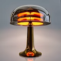Modern Table Lamp with Transparent Shade Orange Light and Gold Base