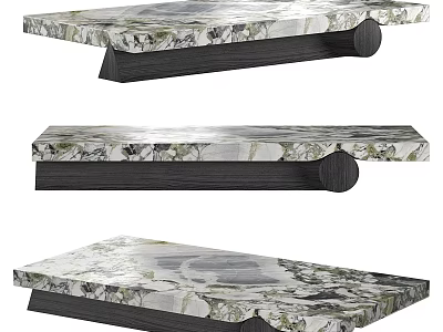 Modern Coffee Table With Marble Top And Black Stylish Base Design 3d model