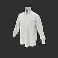 White Stand Up Collar Long Sleeves Casual Shirt With Simple Front Placket Design