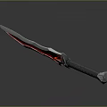 Epic Fantasy Sword With Red Glowing Blade And Gray Metallic Hilt Design