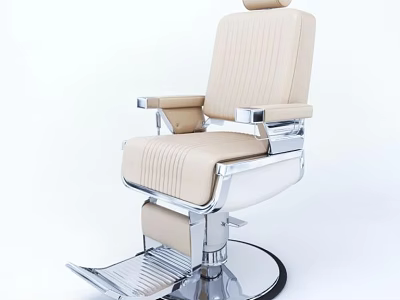 Luxury Modern Massage Chair With Beige Leather And Chrome Metal Frame 3d model