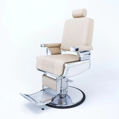 Luxury Modern Massage Chair With Beige Leather And Chrome Metal Frame 3d model