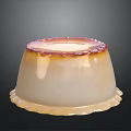 Shiny Creamy Pudding With Smooth Texture And Red Caramel Decorative Edge