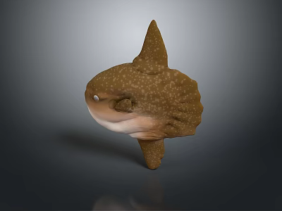 Brown Aquatic Ray Creature With White Spots Spiked Fins And Large Head Marine Animal 3d model