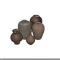 Ceramic Vases Collection With Various Shapes And Textured Earthy Surfaces 3d model