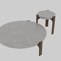 Modern Round Coffee Table With Terrazzo Surface And Wooden Legs Design