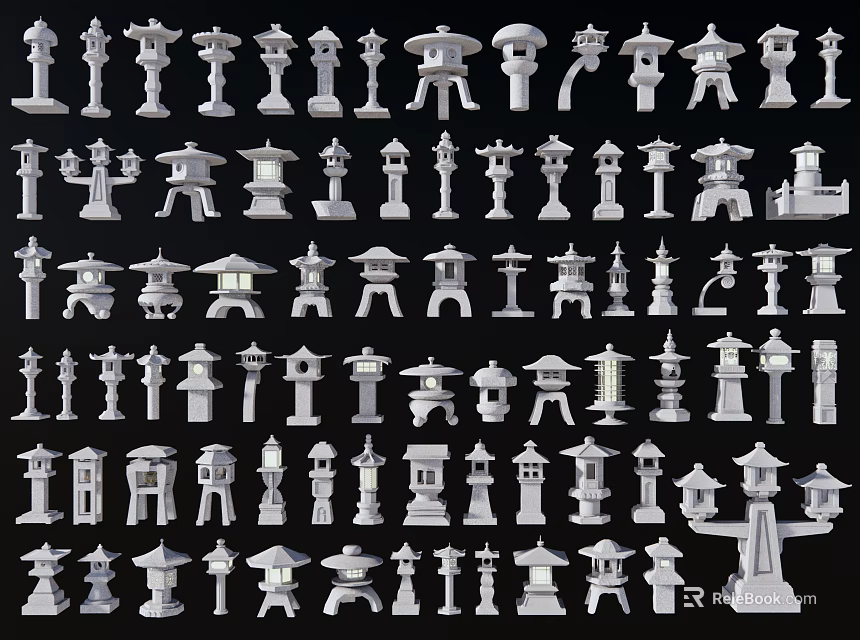 Various Decorative Lighting Fixture Combinations With Different Design Styles And Shapes 3d model