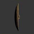 Ornate Round Weapon With Golden Border And Two Intertwined Greek Snakes