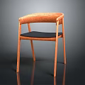 Modern Leisure Chair With Wooden Frame Curved Armrests And Black Padded Seat