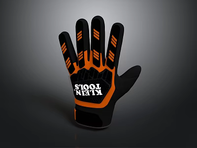 Black And Orange Protective Work Glove With Ergonomic Design For Daily Use 3d model