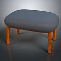 Comfortable Gray Padded Ottoman With Sturdy Wooden Legs And Simple Design