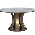 Elegant Modern Round Glass Top Dining Table With Curved Metal Base 3d model