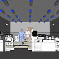 Modern Laboratory Interior With Lab Personnel Advanced Equipment And Ceiling Lighting