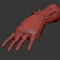 Mechanical Prosthetic Hand With Red Green Yellow Colors Metallic Texture And Detailed Fingers
