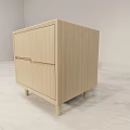 Modern Light Colored Wooden Bedside Table With Two Drawers And Slim Legs