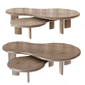 Modern Wooden Coffee Table With Irregular Curved Top And Two Tiered Design Natural Wood Grain
