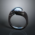 Modern Black Metallic Ring With Sleek Design Shiny Surface And Decorative Dots 3d model
