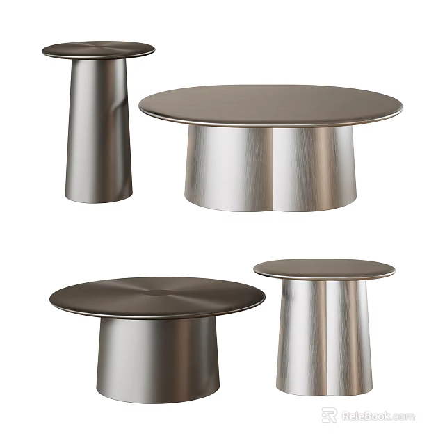 Modern Metal Coffee Tables With Round Sleek Tops And Various Designs 3d model 