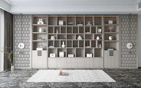 New Chinese-style Bookcase Decorative Cabinet 3d model