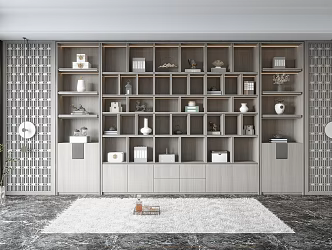 New Chinese-style Bookcase Decorative Cabinet 3d model