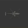 Detailed Military Helicopter 3D Rendering With Rotor Blades Cockpit And Metallic Finish