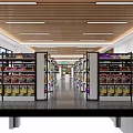 Spacious Modern Supermarket With Comfortable Seating Area And Full Range Of Neat Product Shelves