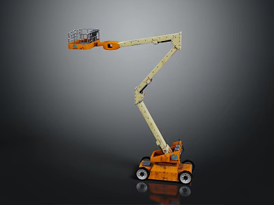 Orange And Beige Articulating Boom Lift With Extendable Boom And Work Platform Wheels 3d model