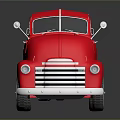 Red Vintage Utility Truck With Classic Design Chrome Accents And White Wall Tires