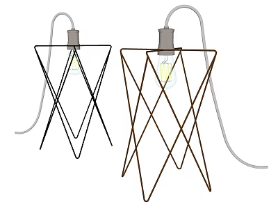 Modern Table Lamps With Geometric Intertwined Metal Frames And Visible Bulbs 3d model