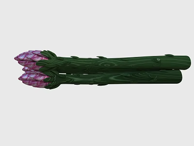 Decorative Ornament Set With Green Stems And Pink Floral Accents For Home Decor 3d model