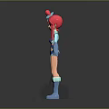 Stylish 3D Character Creature With Pink Hair Blue Outfit Bow Gloves And Boots