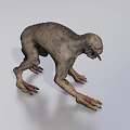 Reptile Creature With Scaly Rough Skin Sharp Teeth Clawed Feet Crawling Pose 3d model